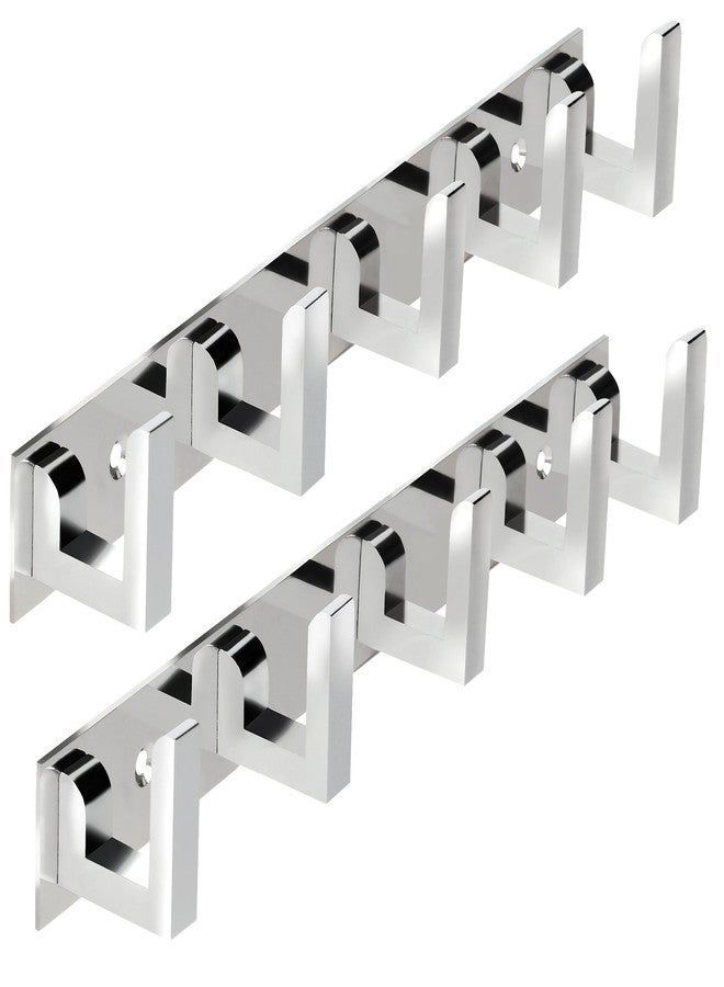DOCOSS ® -Pack of 2-Classic Glossy- 5 Pin Bathroom Cloth Hooks Hanger Door Wall Robe Hooks Rail for Hanging Keys,Clothes,Towel Steel Hook (2) - Image 1