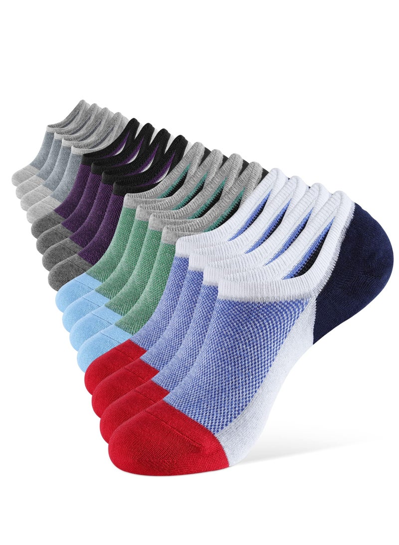 KASTWAVE Mens No Show Socks,  8 Pairs Mens Ankle Athletic Socks, Invisible Socks for Men and Women Cotton Casual Breathable Low Cut Liner Socks with Anti-Slip Silicone Stripes, EU 38-43 - Image 1
