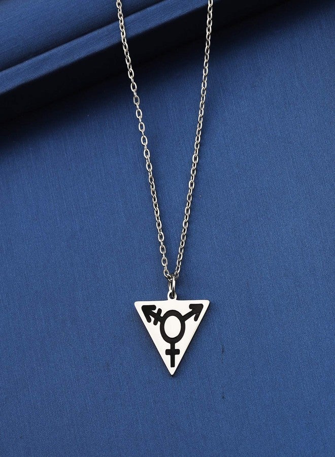 MYOSPARK Transgender Symbol LGBT Gay Triangle Pendant Necklace FTM MTF Transgender Pride Jewelry Bisexual Gay Lesbian Gift (Transgender Triangle Necklace) - Image 2