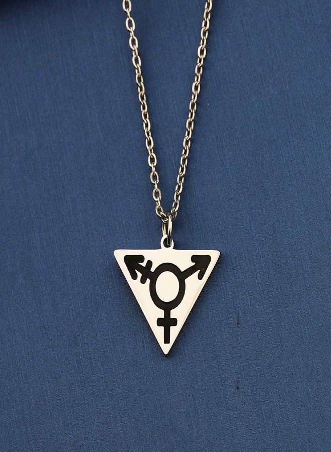 MYOSPARK Transgender Symbol LGBT Gay Triangle Pendant Necklace FTM MTF Transgender Pride Jewelry Bisexual Gay Lesbian Gift (Transgender Triangle Necklace) - Image 3