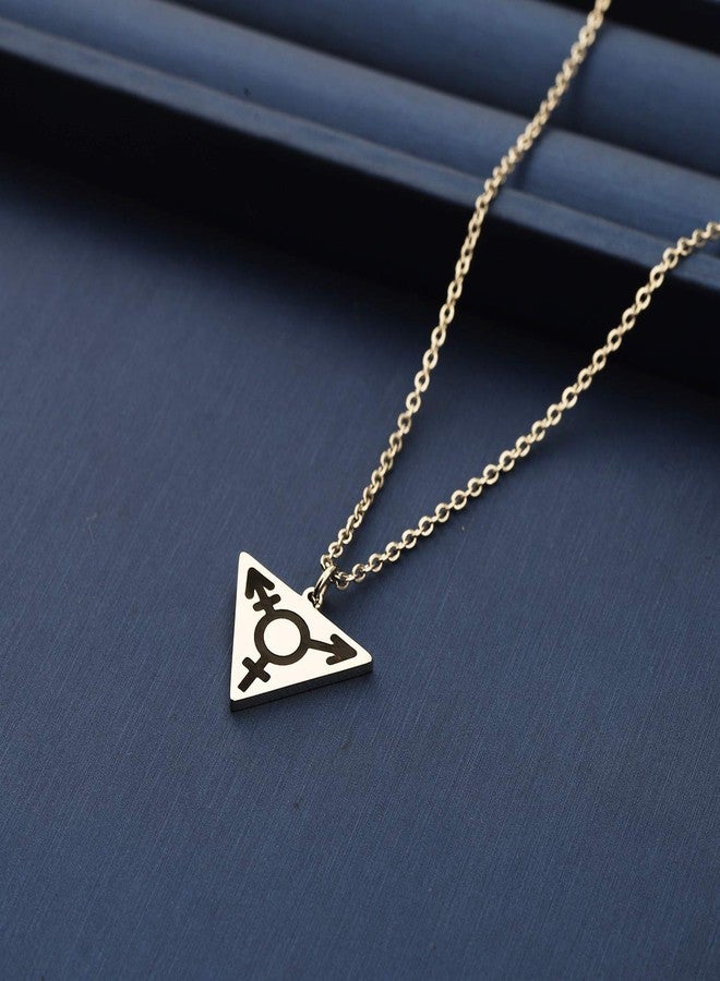 MYOSPARK Transgender Symbol LGBT Gay Triangle Pendant Necklace FTM MTF Transgender Pride Jewelry Bisexual Gay Lesbian Gift (Transgender Triangle Necklace) - Image 4