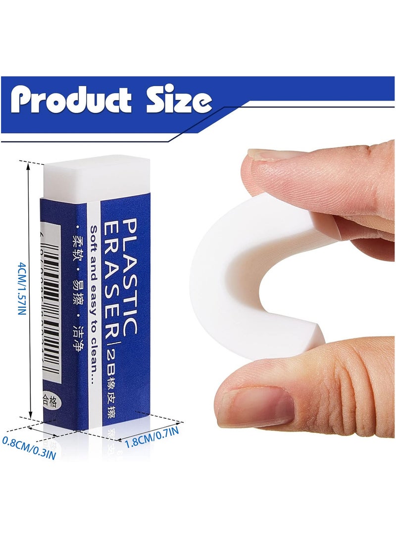 VUCATIN 10 Pcs Soft Eraser Set, 4CM White PVC Plastic Rubber 2B Pencil Eraser Student Drawing Tool for Universal Use in Schools Sketches Paintings Fine Arts Homes and Offices, Standard Pencil Erasers  - Image 2