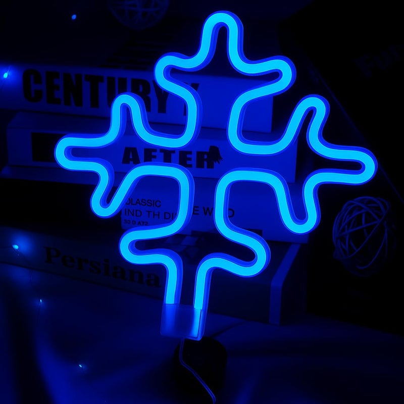 Horoof Home Tree Shaped Blue LED Light - 25 x 24.5 cm Acrylic Tabletop Decor for Bedroom, Office, or Holiday Display - Image 1