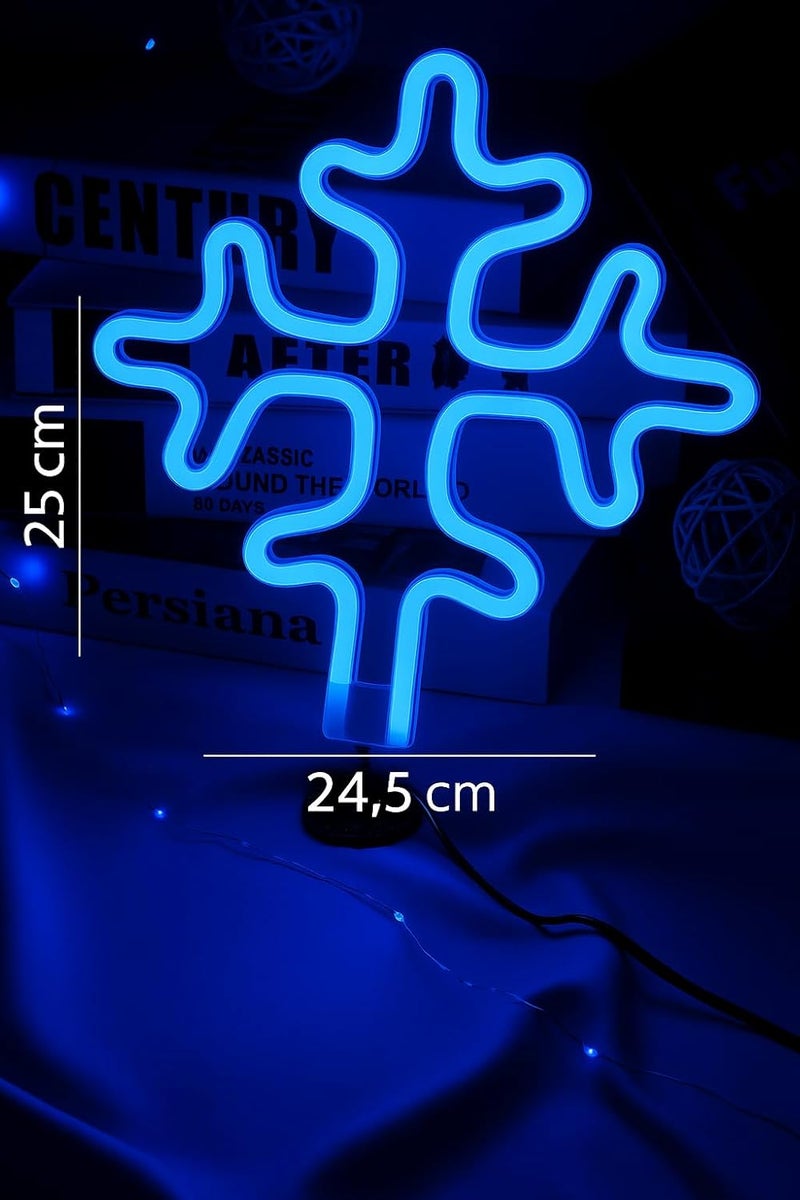 Horoof Home Tree Shaped Blue LED Light - 25 x 24.5 cm Acrylic Tabletop Decor for Bedroom, Office, or Holiday Display - Image 2