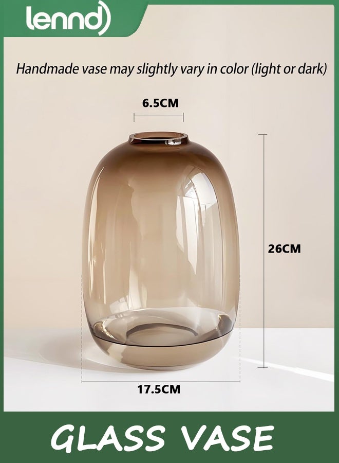 لينند زهرية زجاجية بنية ، زهرية سطح الطاولة ، زهرية ملونة أولية كبيرة ، زهرية أرضية ، زهرة واضحة لفرع الجذع الطويل مصطنع منزل الديكور الداخلي (بنية) - Image 5