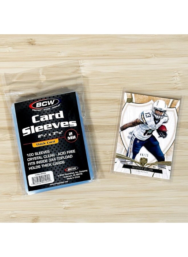 BCW Thick Card Sleeves - 100 Pack | Crystal Clear Polypropylene Protective Sleeves for Collectible Cards | Card Protector Sleeves Holds Trading Cards Up to 240pt | Fits Thick-Card Topload Holders - Image 3