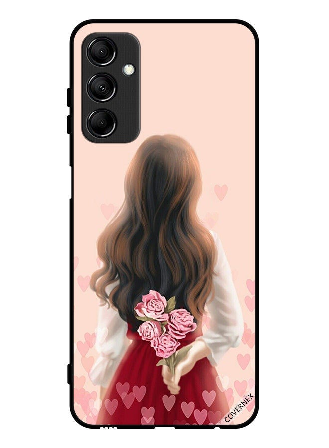 Covernex Protective Case Cover For Samsung Galaxy M14 5G Girl Hiding Flowers - Image 1