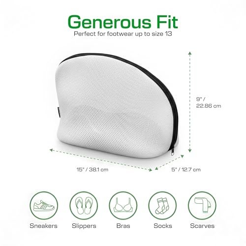 MUTMAIN Pack of 2 Shoe Washing Machine Bag | Reusable Laundry Shoe Bag for Washer & Dryer | Durable Zipper Mesh Bag for Sneakers & Delicates | 360° Deep Cleaning Organizer, White - Image 3