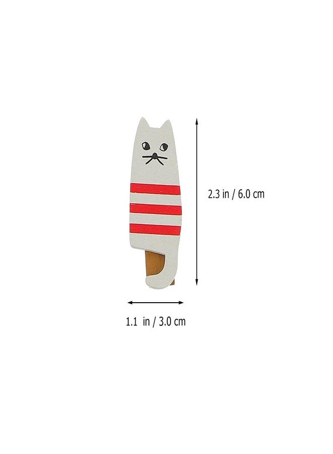 Amosfun 20pcs Wooden Clothespins Adorable Cat Shaped Clothes Pins Photo Memo Paper Clips for Home Decor, 2.3 X 1.2 X 1.57 Inches - Image 2