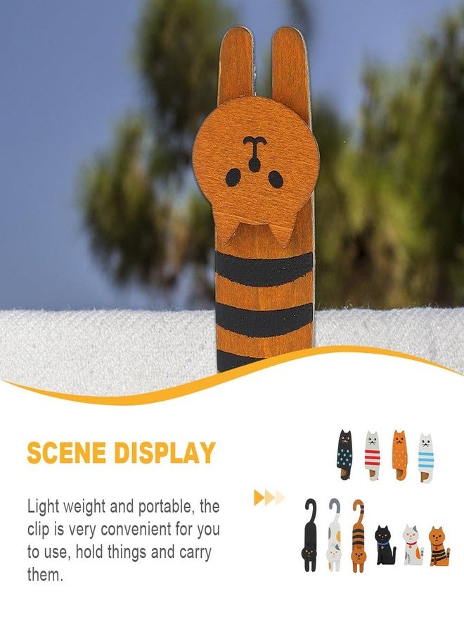 Amosfun 20pcs Wooden Clothespins Adorable Cat Shaped Clothes Pins Photo Memo Paper Clips for Home Decor, 2.3 X 1.2 X 1.57 Inches - Image 5