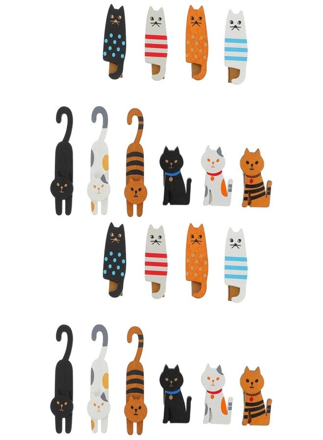 Amosfun 20pcs Wooden Clothespins Adorable Cat Shaped Clothes Pins Photo Memo Paper Clips for Home Decor, 2.3 X 1.2 X 1.57 Inches - Image 1