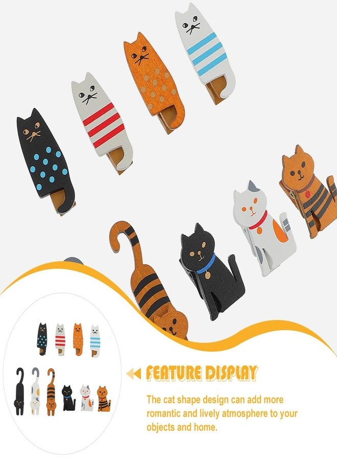 Amosfun 20pcs Wooden Clothespins Adorable Cat Shaped Clothes Pins Photo Memo Paper Clips for Home Decor, 2.3 X 1.2 X 1.57 Inches - Image 4