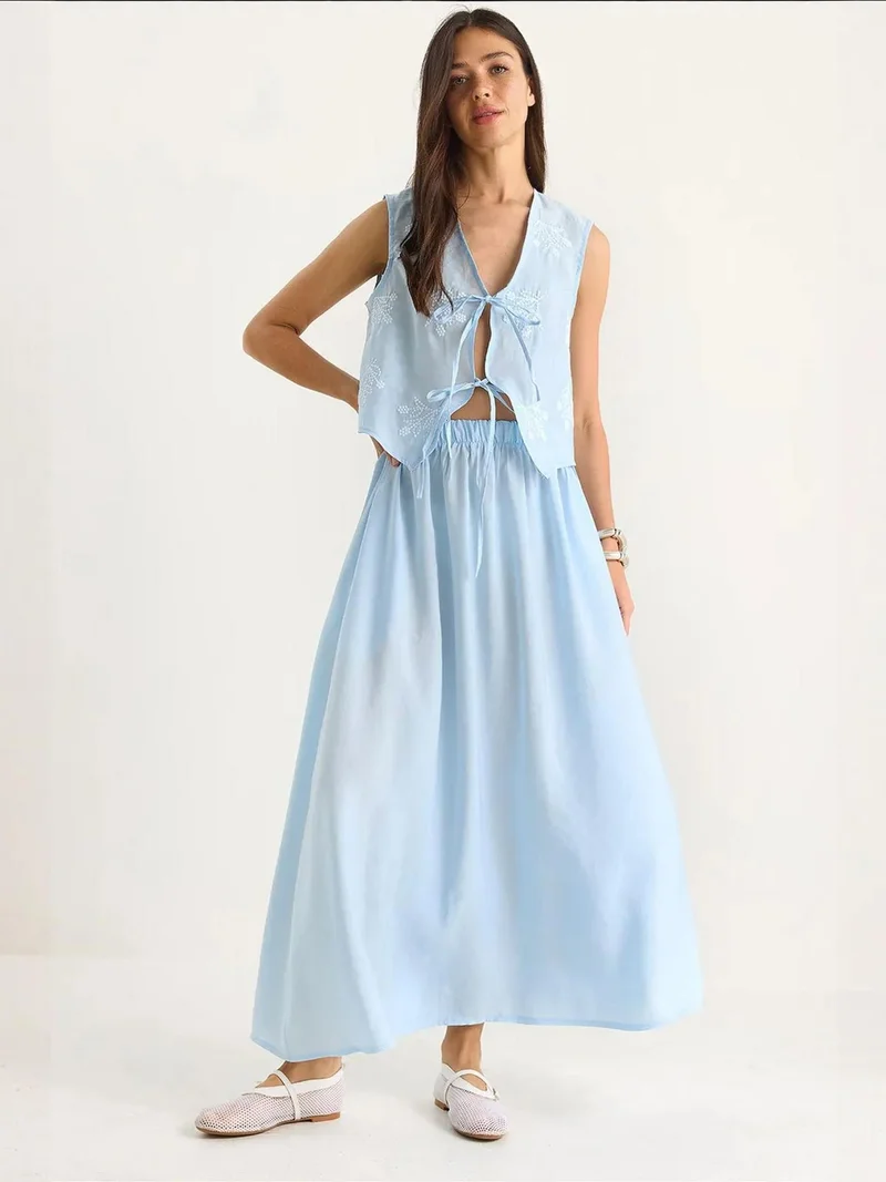 LUCCI Tie Closure Blouse-Skirt Co-ords