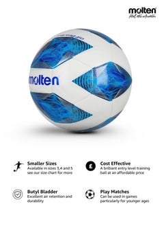 molten Size 5 Football | For Indoor and Outdoor | Durable 20-Panel Design with Innovative Dimple Surface - Blue/White  - Image 3