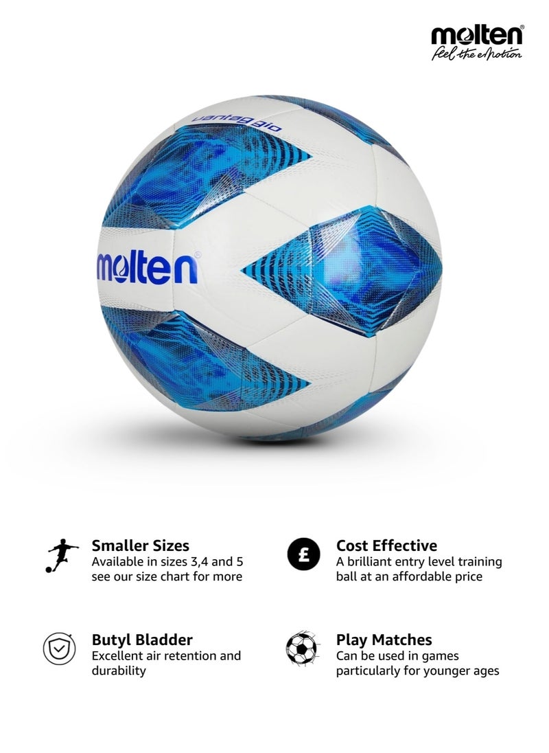 molten Size 5 Football | For Indoor and Outdoor | Durable 20-Panel Design with Innovative Dimple Surface - Blue/White  - Image 3