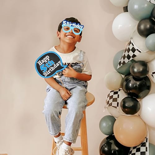 WOBBOX Fifth Birthday Photo Booth Party Props Blue for Baby Boy, 5th Birthday Decorations for Boys, Kids Birthday Party Decoration Items - Image 5
