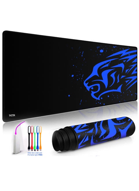 Extended Gaming Mouse Pad 700x300mm – Non-Slip Rubber Base, Smooth Cloth Surface, Blue Leopard Design – Perfect for Desks, Keyboards, and Office Use