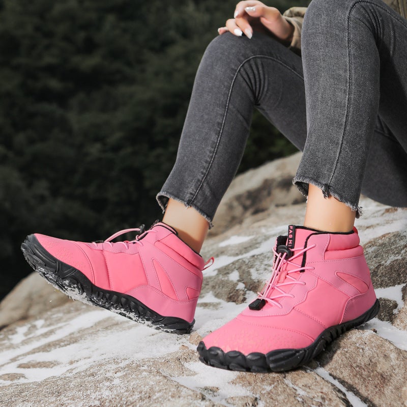 6801 manufacturers cross-border winter fleece-lined thick snow boots men warm comfortable couple high-top five-finger cotton shoes women - Image 4