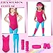 Giegxin Kids 80s Workout Costume Halloween Outfit Accessories Retro Neon Leotard Legging Headband Wristband Leg WarmersLargeRose Red Lake Blue - Image 4