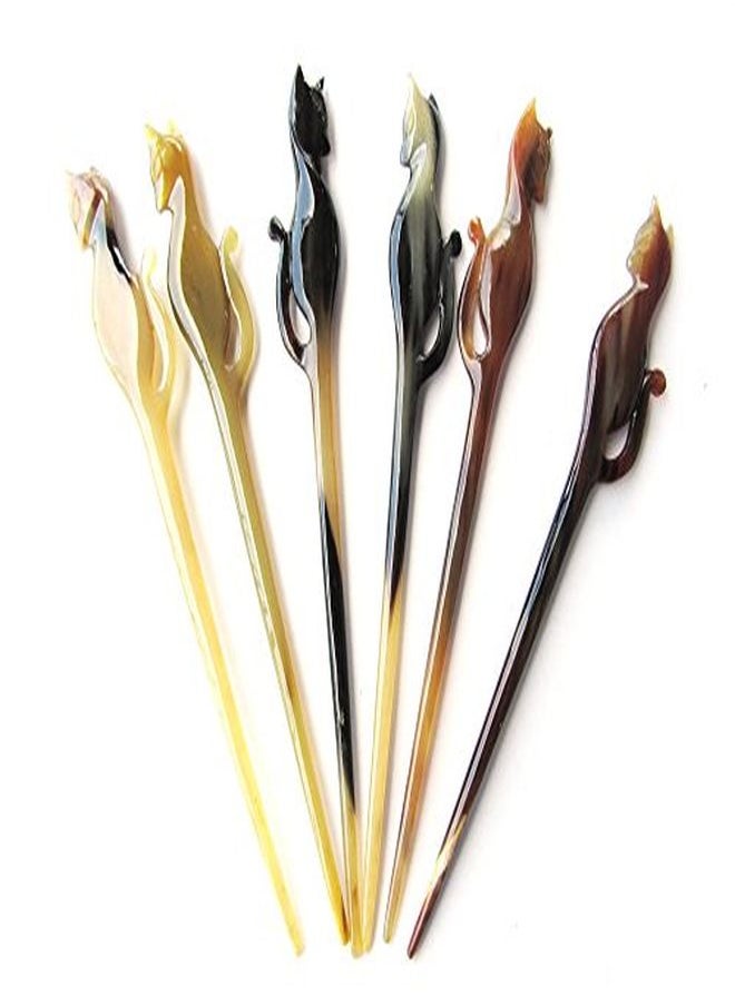 Marycrafts - Buffalo Horn Hair Stick Hair Accessories Hair Sticks For Women Handmade 7.2" - Image 1