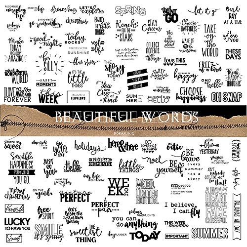 Doraking 90PCS Vintage Nice Words Sentences Sweet Happiness Stickers for Decoration Laptop Scrapbook Windows - Doraking No-Repeat Vintage Words Stickers - Image 1