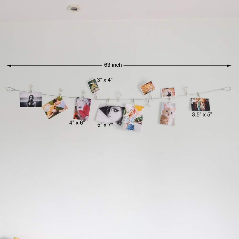 TFu Wall Hanging Photo Display  DIY Picture Photo Frame String with 12 Clips for Hanging Photos Notes and Artworks (Moon & Star) - Image 5