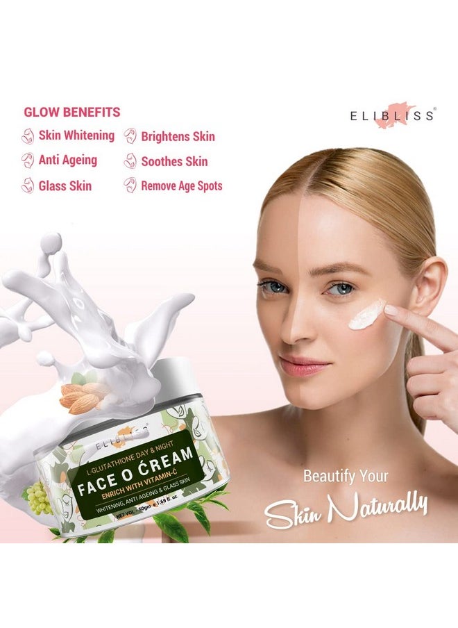 ELIBLISS Face O Cream + C Serum (50Ml+30Ml) Night Skin Whitening Antiageing And Glass Skin Enrich With Vitamin  - Image 5