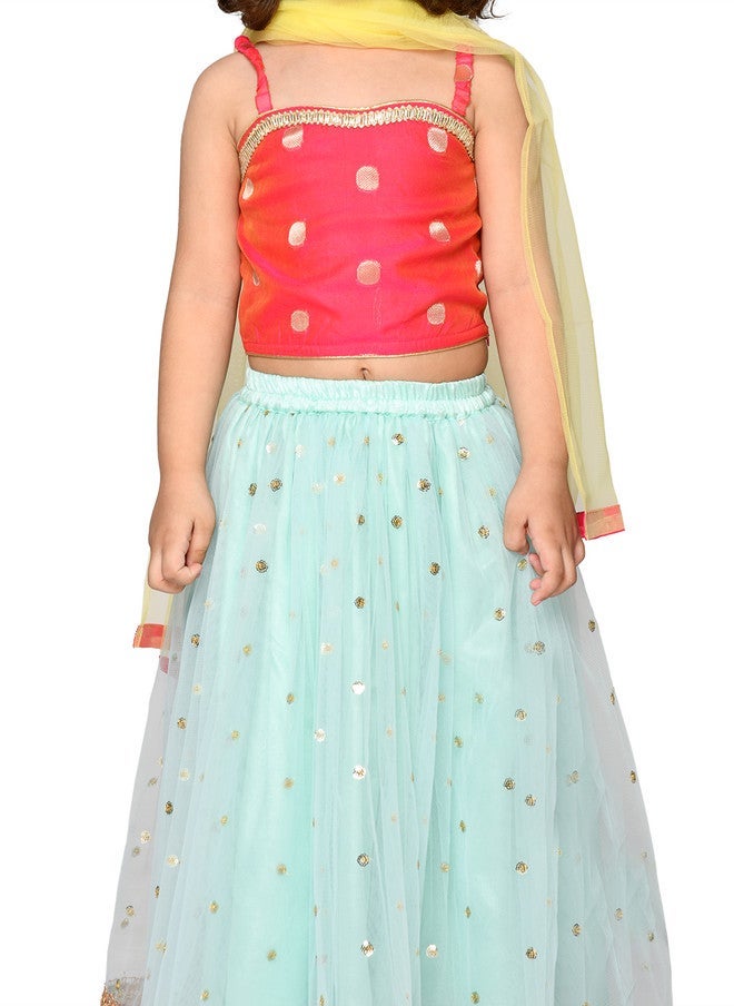 Saka Designs Magenta & Silver Embellished Lehenga for Girls - Image 3