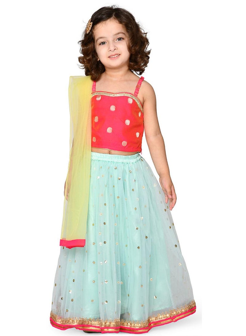 Saka Designs Magenta & Silver Embellished Lehenga for Girls - Image 2