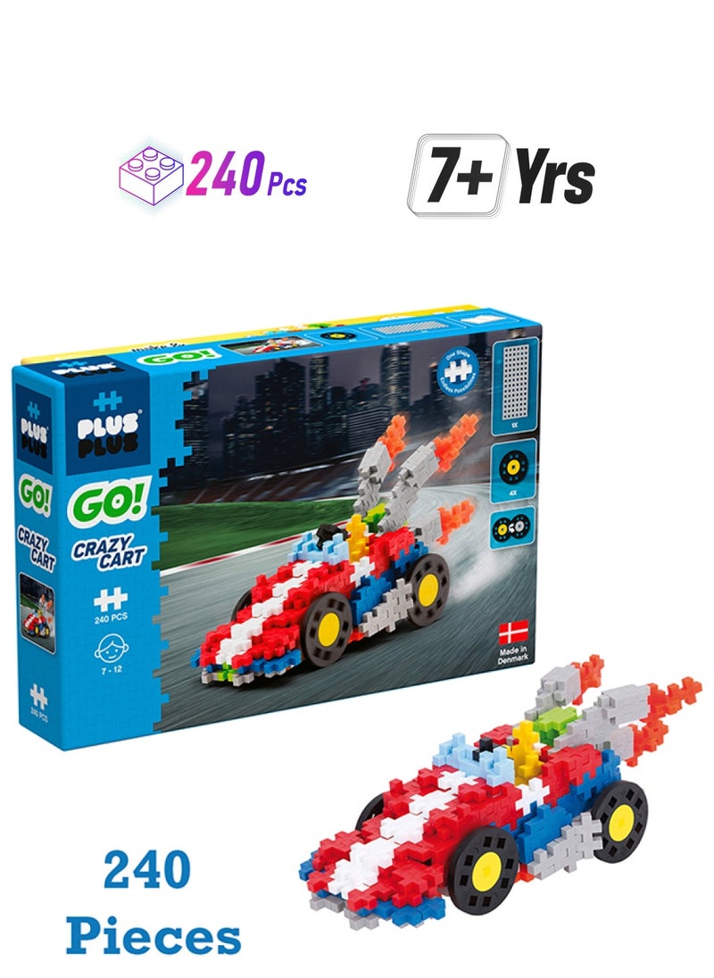 Plus-Plus Go! Crazy Cart - 240 Pieces - Model Vehicle Building Stem Toy  - Image 1