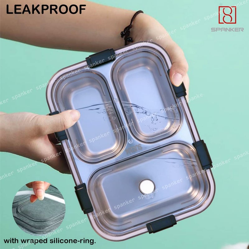 Spanker Magna Lunch Box Thermal Stainless Steel Insulation Box Tableware Set Portable Lunch Containers for Kid Adult Student Children Keep Food 750 ML Grey - Image 2