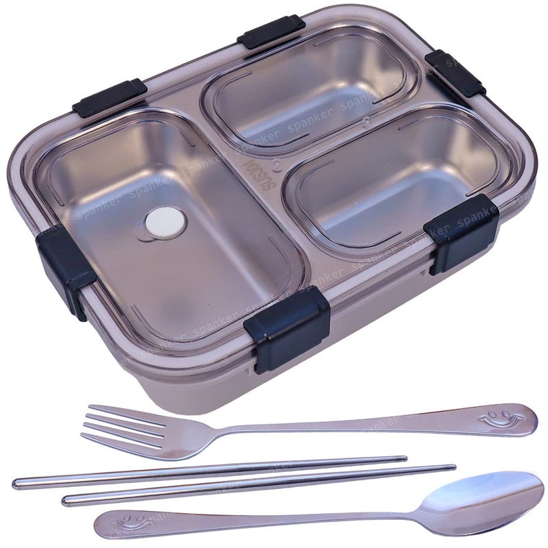 Spanker Magna Lunch Box Thermal Stainless Steel Insulation Box Tableware Set Portable Lunch Containers for Kid Adult Student Children Keep Food 750 ML Grey - Image 1