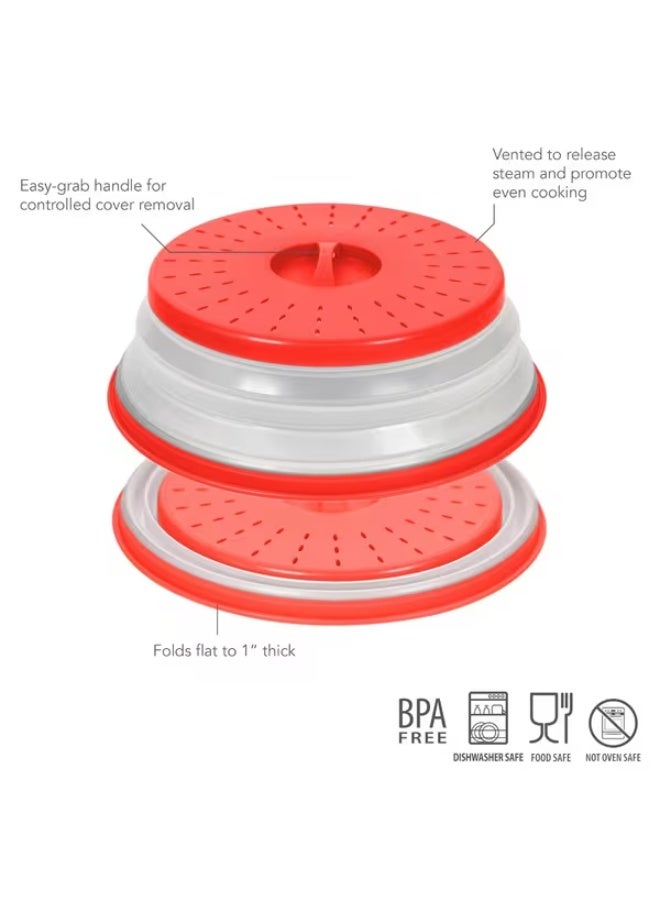 توفولو غطاء طعام مقاوم للحرارة، متين وقابل للطي، مناسب للميكروويف، باللونين الأحمر والأبيض - Image 2