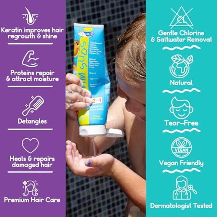 TRISWIM Kids Swim Suds & Conditioner Set 8.5 fl oz each | Natural Tear-Free 2-in-1 Shampoo Chlorine Removal & Body Wash with Detangler - Gentle Hair and Skin Care Solution for Active Kids - Image 2