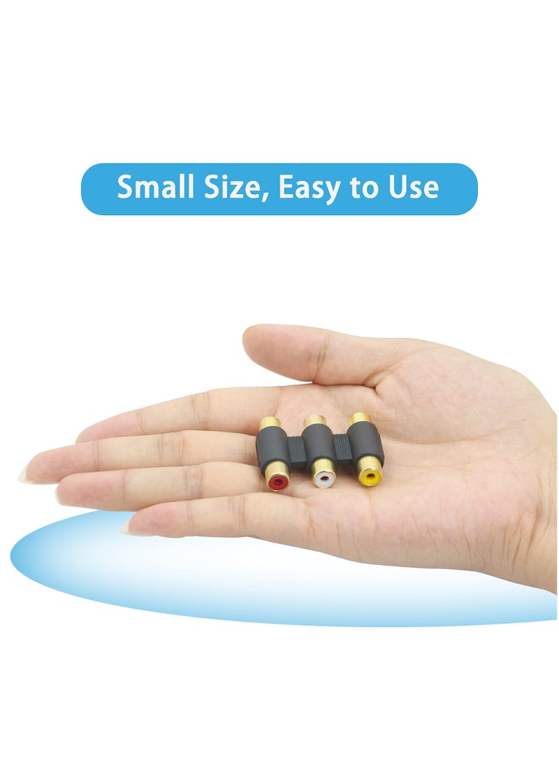 KASTWAVE 3 RCA Female to Female Coupler 4 Pack AV Audio Video Gender Converter Adaptor for Speaker,RCA Cable,Amplifier Etc（ White/Red/Yellow） - Image 5