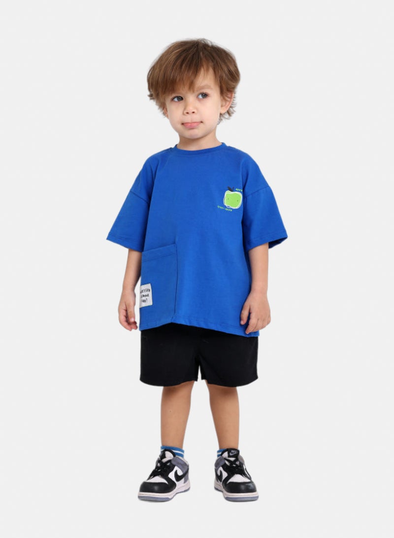 playmore Unisex Baby Royal Blue Cotton T-Shirt - Image 2