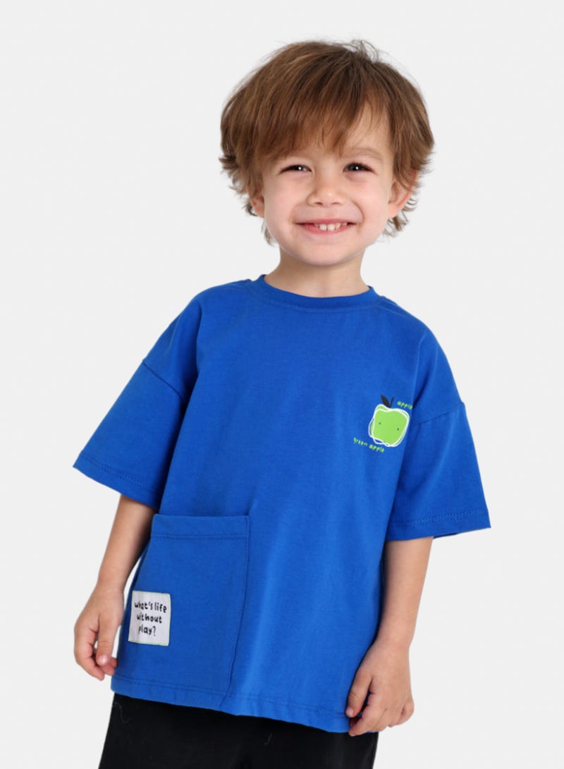playmore Unisex Baby Royal Blue Cotton T-Shirt - Image 1