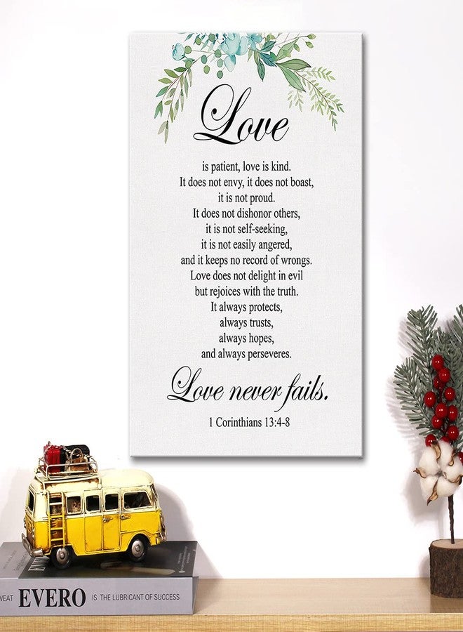 JerLoe Christian Canvas Wall Art Love is Patient Love is Kind 1 Corinthians 13:4-8 Canvas Print Positive Scripture Canvas Painting Home Bedroom Wall Decor Framed Wedding Gift 12x15 Inch - Image 5