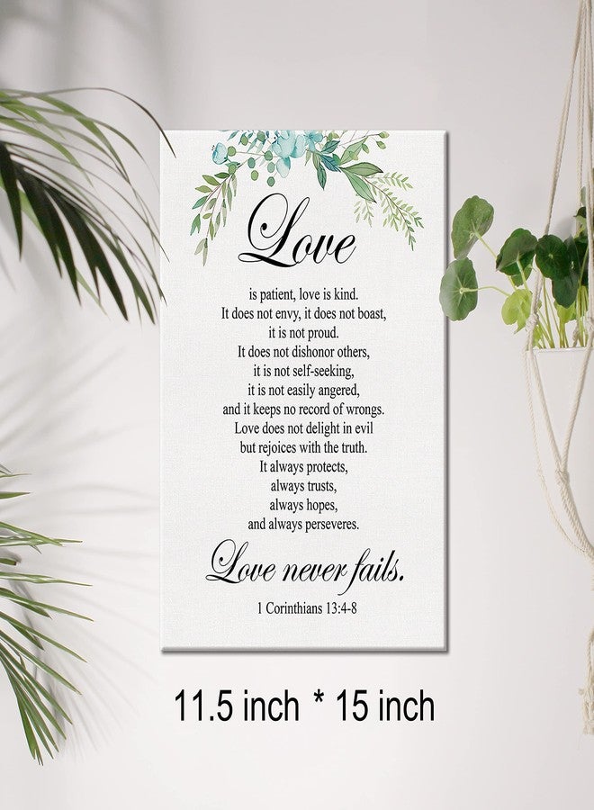 JerLoe Christian Canvas Wall Art Love is Patient Love is Kind 1 Corinthians 13:4-8 Canvas Print Positive Scripture Canvas Painting Home Bedroom Wall Decor Framed Wedding Gift 12x15 Inch - Image 2