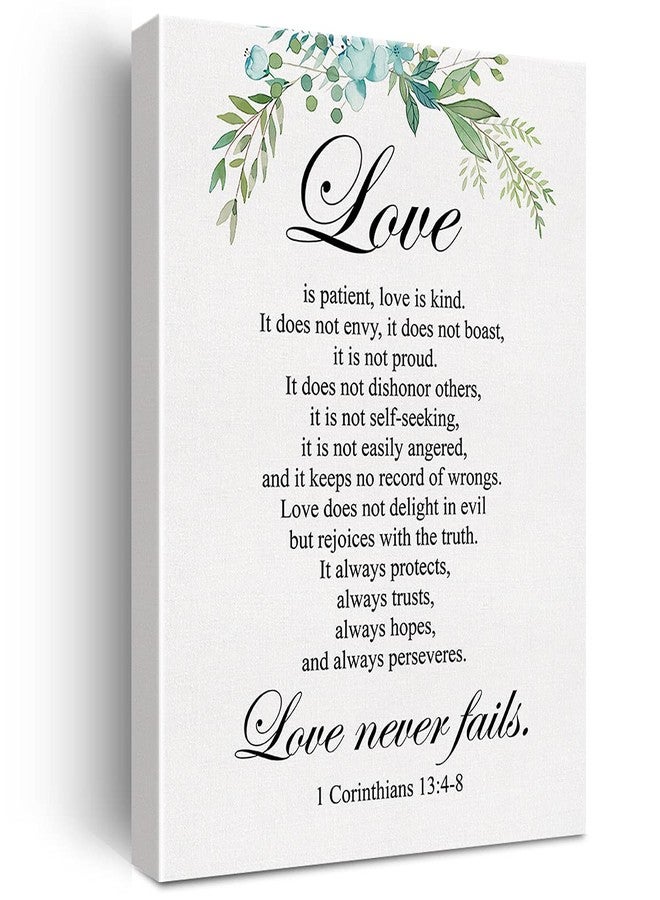 JerLoe Christian Canvas Wall Art Love is Patient Love is Kind 1 Corinthians 13:4-8 Canvas Print Positive Scripture Canvas Painting Home Bedroom Wall Decor Framed Wedding Gift 12x15 Inch - Image 1