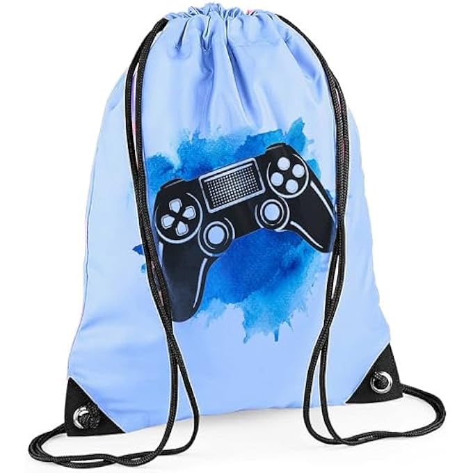 Gamer Drawstring Bag Boys Kit Swim Bag Boys Swimming Bag Drawstring Bag Blue Bag Kids Swim Bag School Bags Sports Bag Blue Onesize