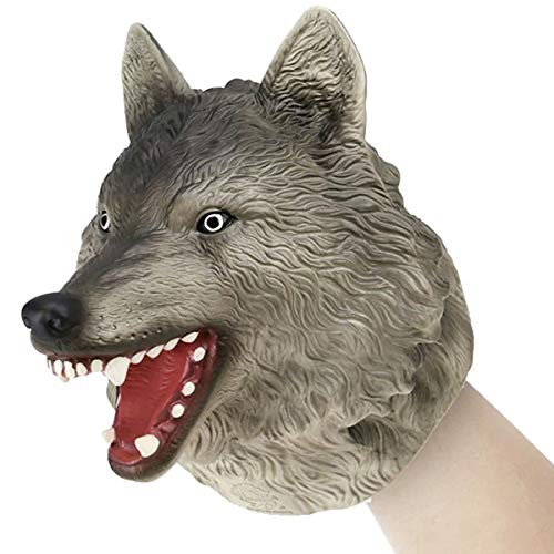 Gemini&Genius GeminiGenius Animal Hand Puppet for Kids Soft Rubber Realistic Action Figure Role Play ToysWolf - Image 1
