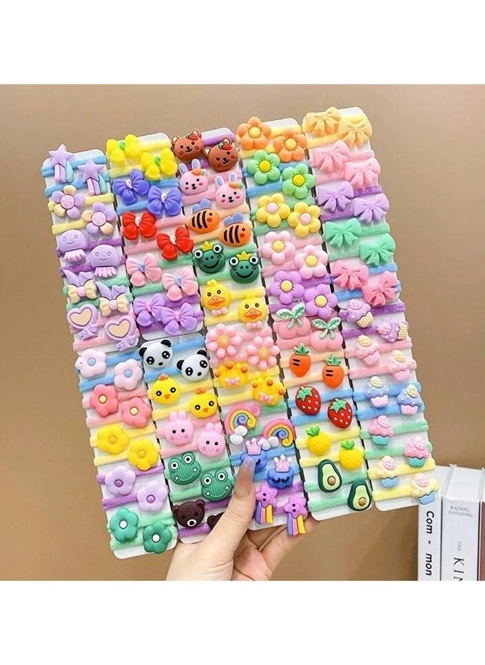 Generic - 40 pieces of hair scrunchies for children in bright colors and cheerful designs - Image 1