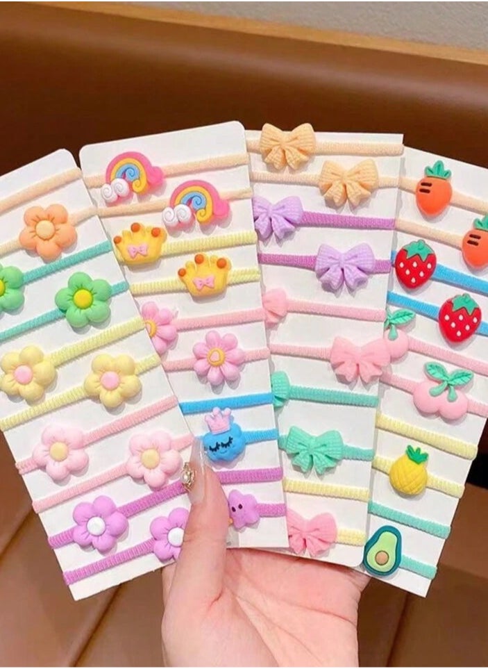 Generic - 40 pieces of hair scrunchies for children in bright colors and cheerful designs - Image 1