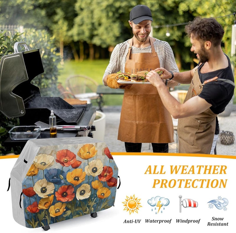 senya Premium Grill Cover Waterproof Vibrant California Poppies Barbecue Cover Fade Resistant BBQ Cover Heavy Duty Fits Grill Widths Up to 25 in - Image 5
