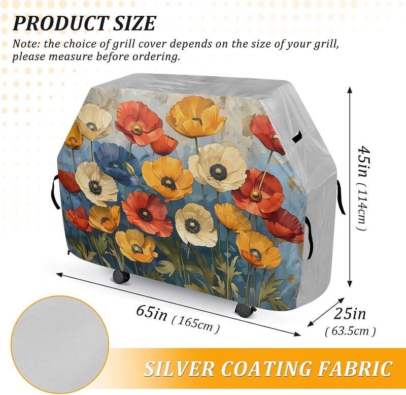 senya Premium Grill Cover Waterproof Vibrant California Poppies Barbecue Cover Fade Resistant BBQ Cover Heavy Duty Fits Grill Widths Up to 25 in - Image 3
