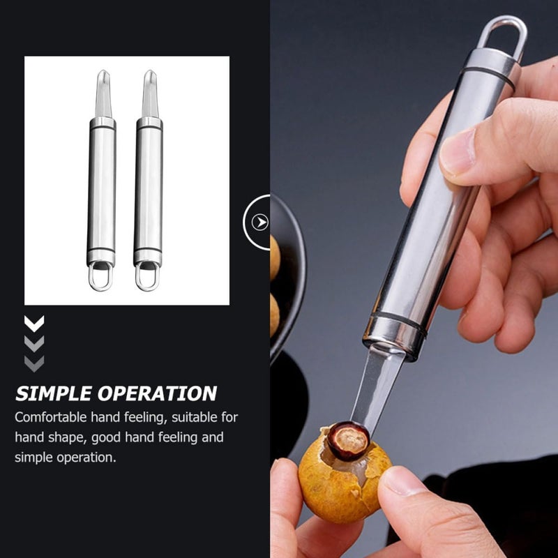 Stainless Steel Longan Corer Fruit Pitter Core Remover Portable Household Fruit Pitting Tool for Longan and Lychee, 2pcs Set for Kitchen Use - Image 3