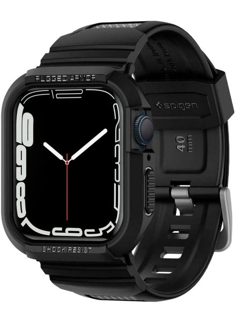 سوار ساعة Apple Rugged Armor Pro مع حافظة للسلسلة 9 /8 /7 (41 ملم) والسلسلة 6/SE/5/4 (40 ملم) - أسود