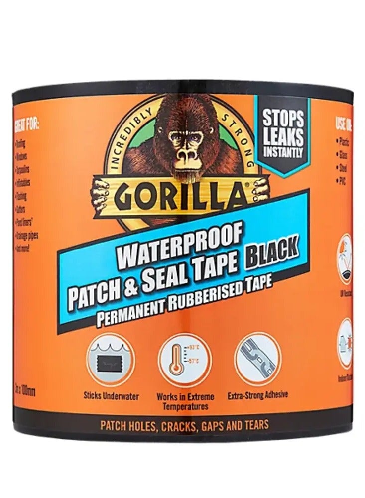 Gorilla Patch & Seal Black Waterproof Tape (L)3m (W)101.6mm - Image 1