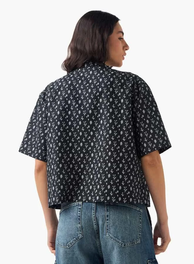 Lee Cooper Lee Cooper Relaxed Fit Floral Print Shirt with Camp Collar